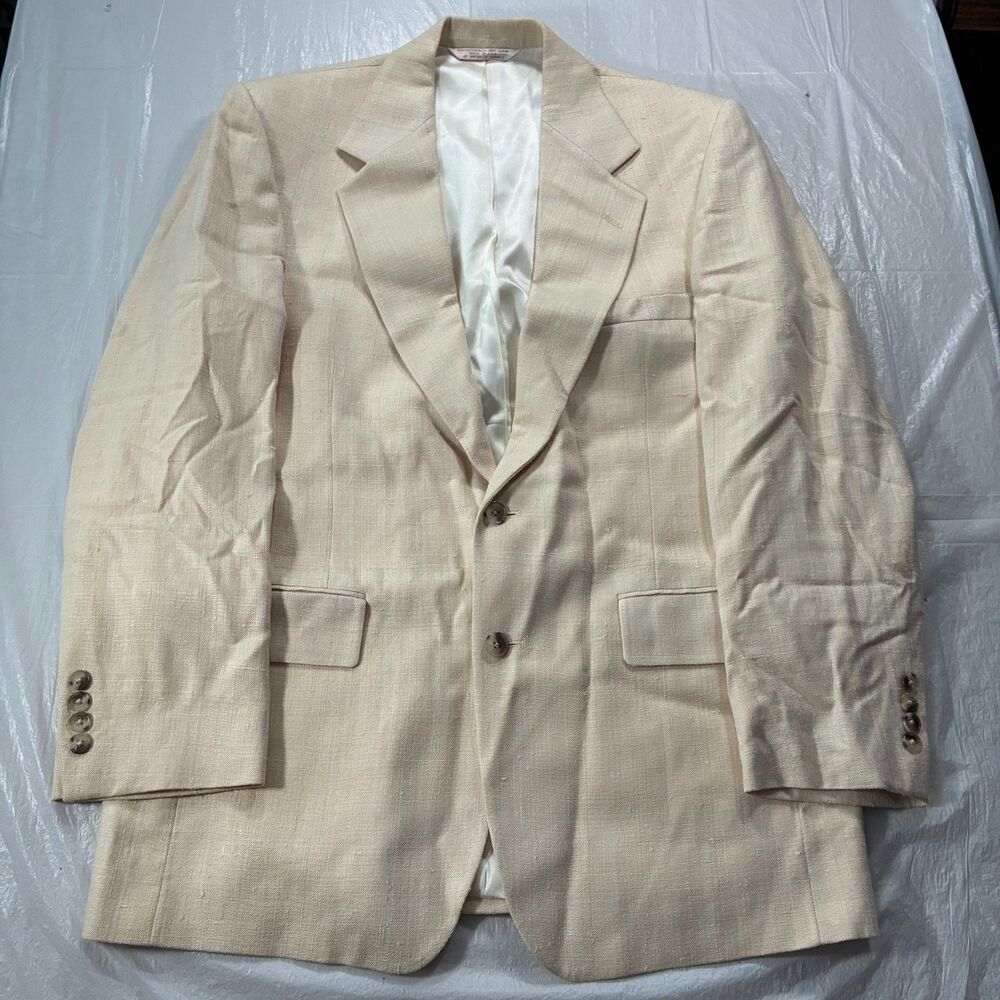M. Dumas & Sons Charleston SC Matka Silk Blazer Cream Long Sleeve Mens 40R Prep
